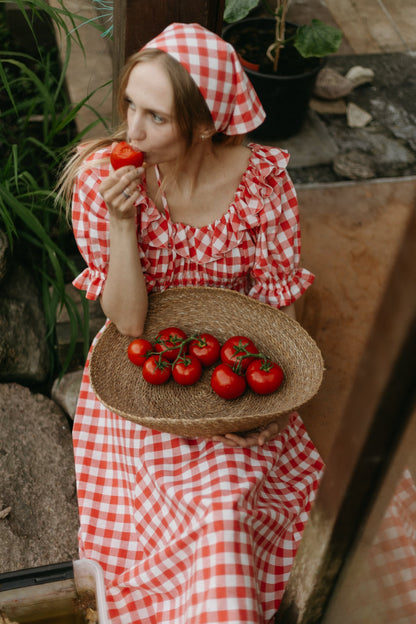 Berry dress with headscarf