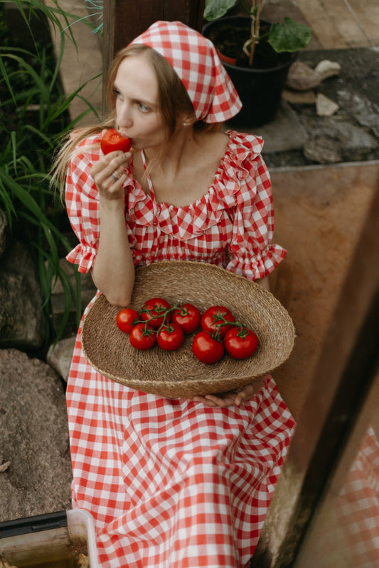 Berry dress with headscarf