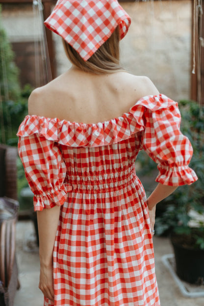 Berry dress with headscarf