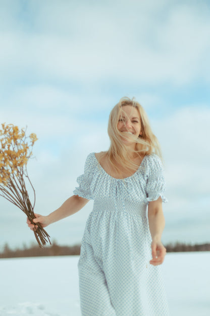 SUNRISE short-sleeve dress / blue
