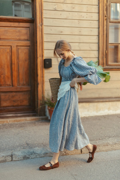Gratitude dress / checked linen
