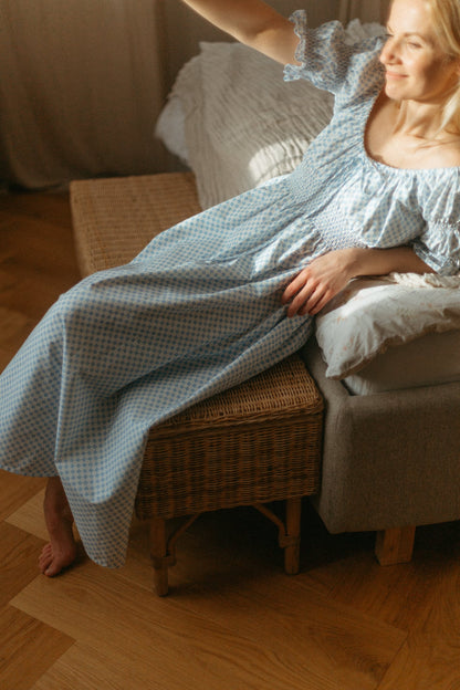 SUNRISE short-sleeve dress / blue