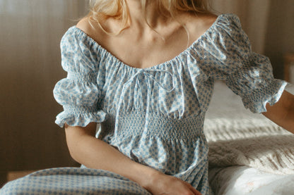 SUNRISE short-sleeve dress / blue