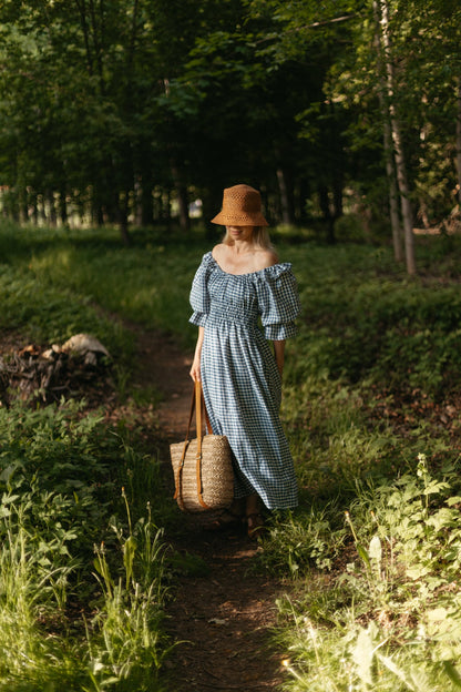 Gratitude dress / checked linen